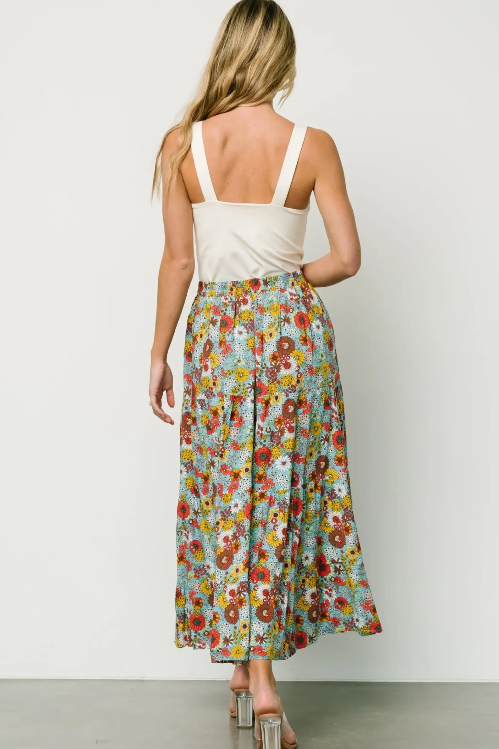 Outlet Baltic Born Reilly Maxi Skirt | Teal Flower Print