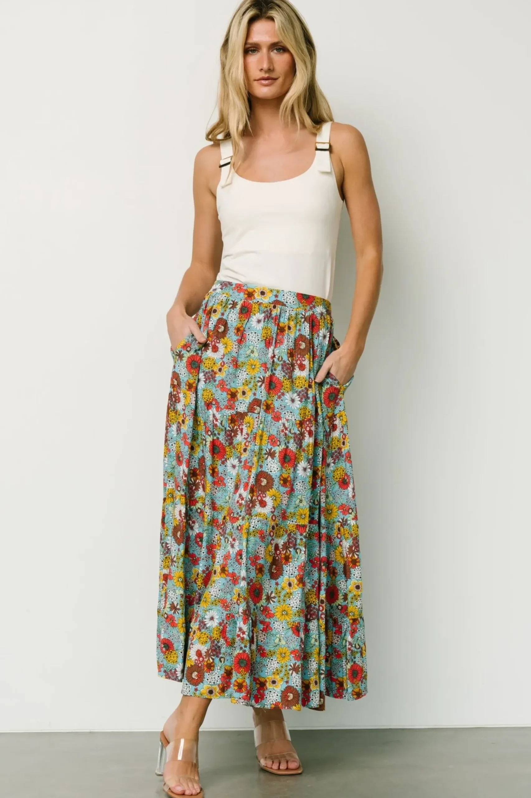 Outlet Baltic Born Reilly Maxi Skirt | Teal Flower Print