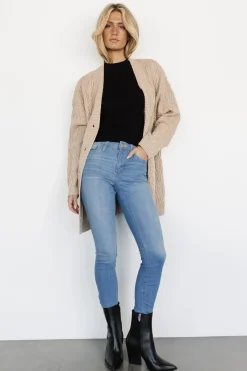 New Baltic Born Richey Cable Knit Cardigan | Taupe