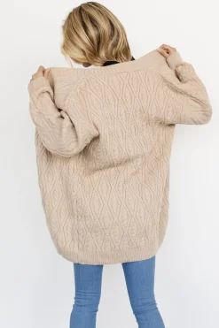 New Baltic Born Richey Cable Knit Cardigan | Taupe