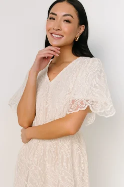 Sale Baltic Born Roanoke Embossed Midi Dress | Vintage Cream