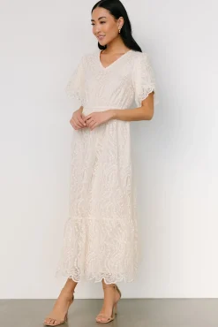 Sale Baltic Born Roanoke Embossed Midi Dress | Vintage Cream