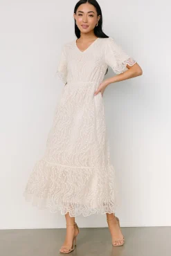 Sale Baltic Born Roanoke Embossed Midi Dress | Vintage Cream