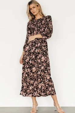 Clearance Baltic Born Rochelle Smocked Midi Dress | Black Multi Floral