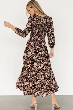 Clearance Baltic Born Rochelle Smocked Midi Dress | Black Multi Floral