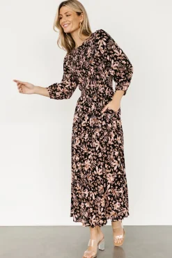 Clearance Baltic Born Rochelle Smocked Midi Dress | Black Multi Floral