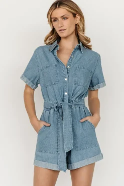 Outlet Baltic Born Ronan Button Down Romper | Denim