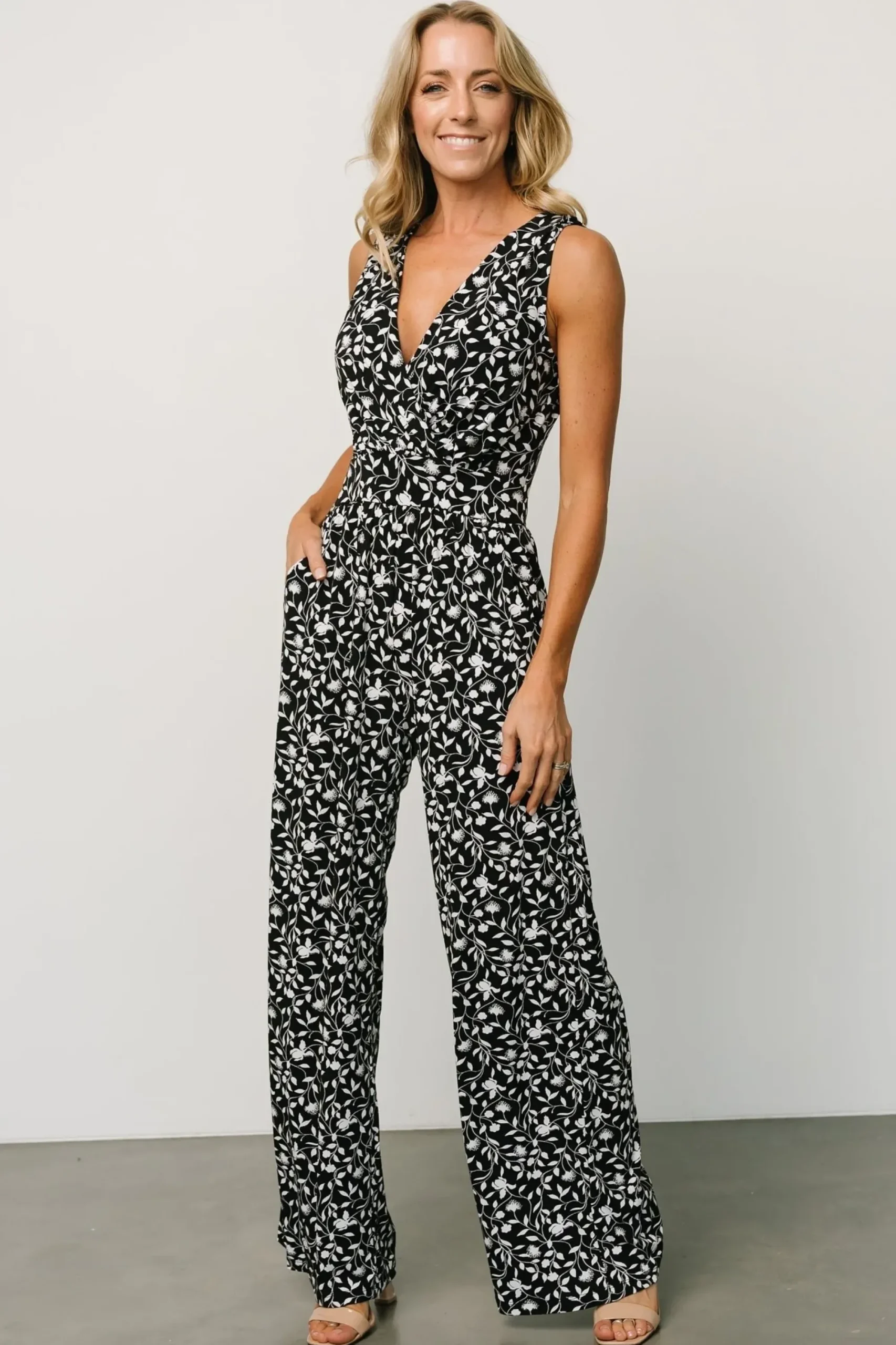 Best Baltic Born Rudie Sleeveless Jumpsuit | Black + White Floral