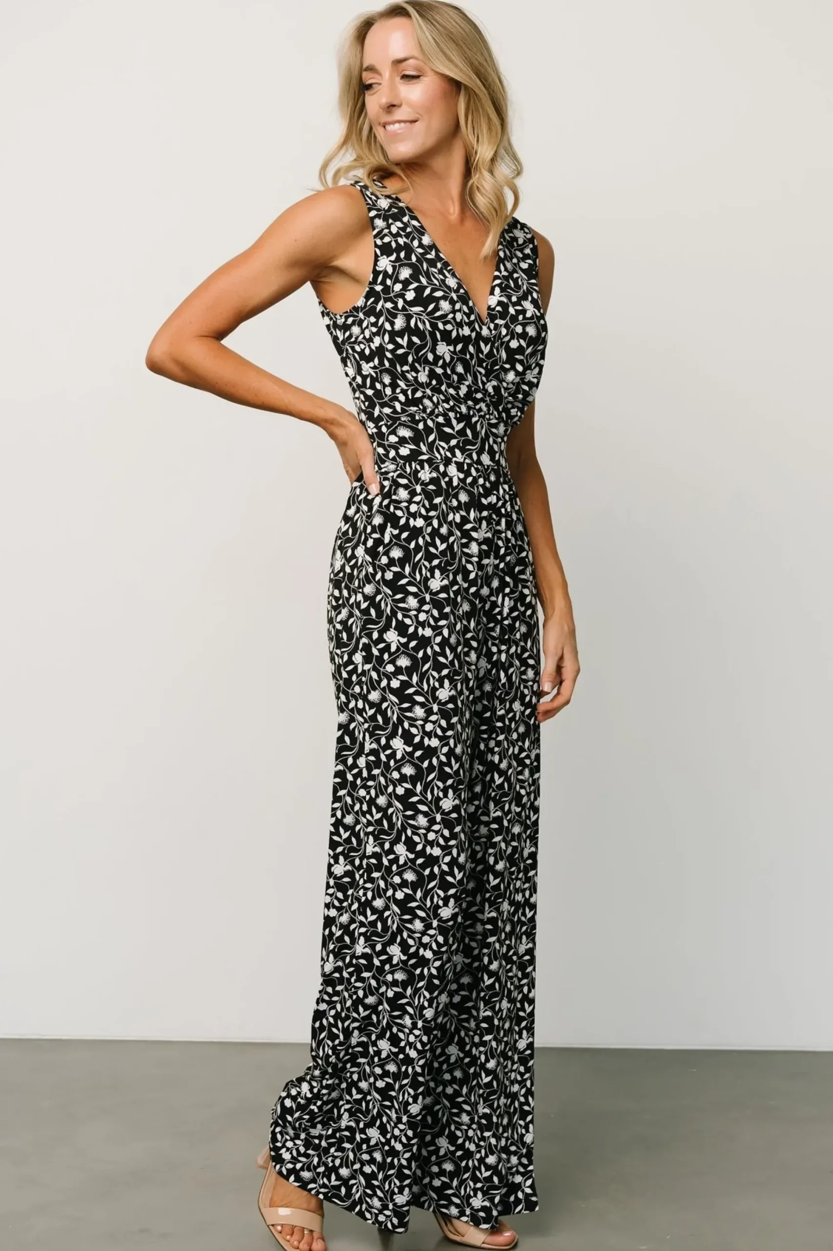 Best Baltic Born Rudie Sleeveless Jumpsuit | Black + White Floral