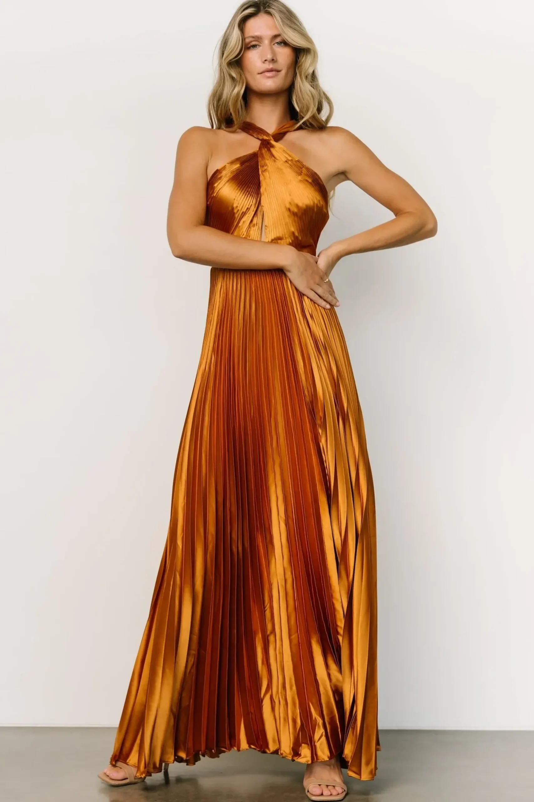 Hot Baltic Born Sandra Pleated Maxi Dress | Copper