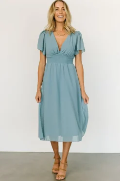 Hot Baltic Born Sarah Smocked Midi Dress | Lagoon Blue