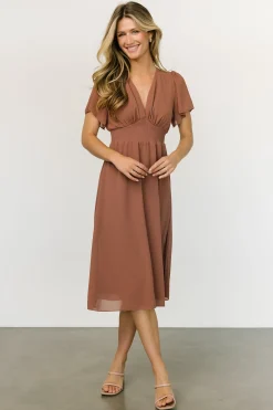 Fashion Baltic Born Sarah Smocked Midi Dress | Rosy Brown