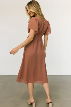 Fashion Baltic Born Sarah Smocked Midi Dress | Rosy Brown