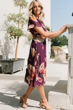 Online Baltic Born Sarah Smocked Midi Dress | Eggplant Floral