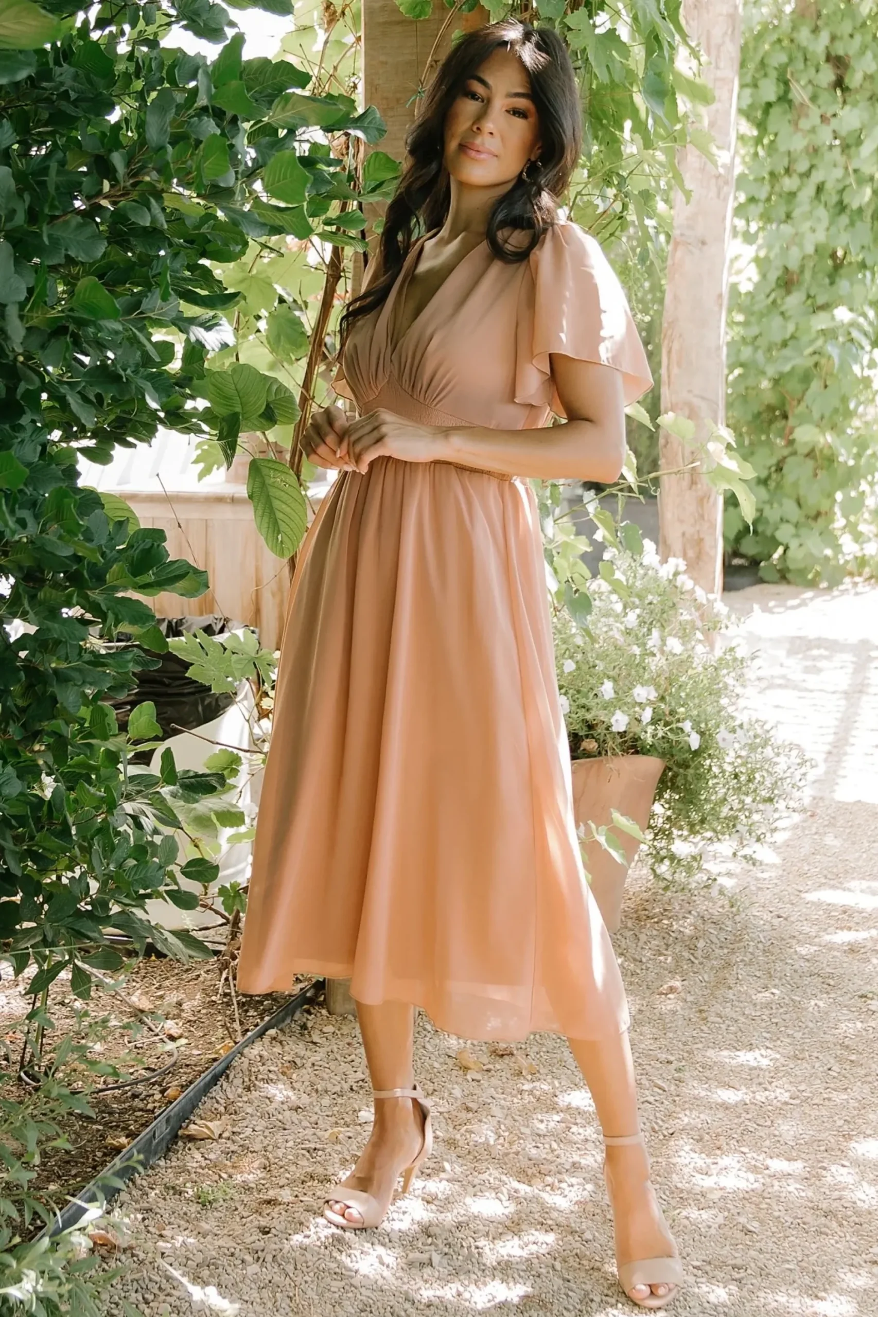 Fashion Baltic Born Sarah Smocked Midi Dress | Dusty Camel