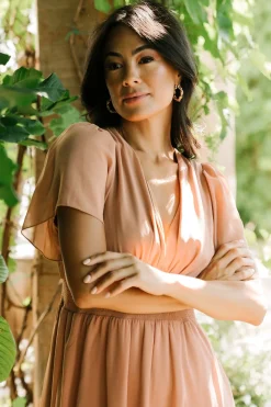 Fashion Baltic Born Sarah Smocked Midi Dress | Dusty Camel