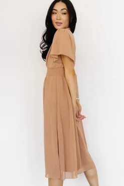 Fashion Baltic Born Sarah Smocked Midi Dress | Dusty Camel