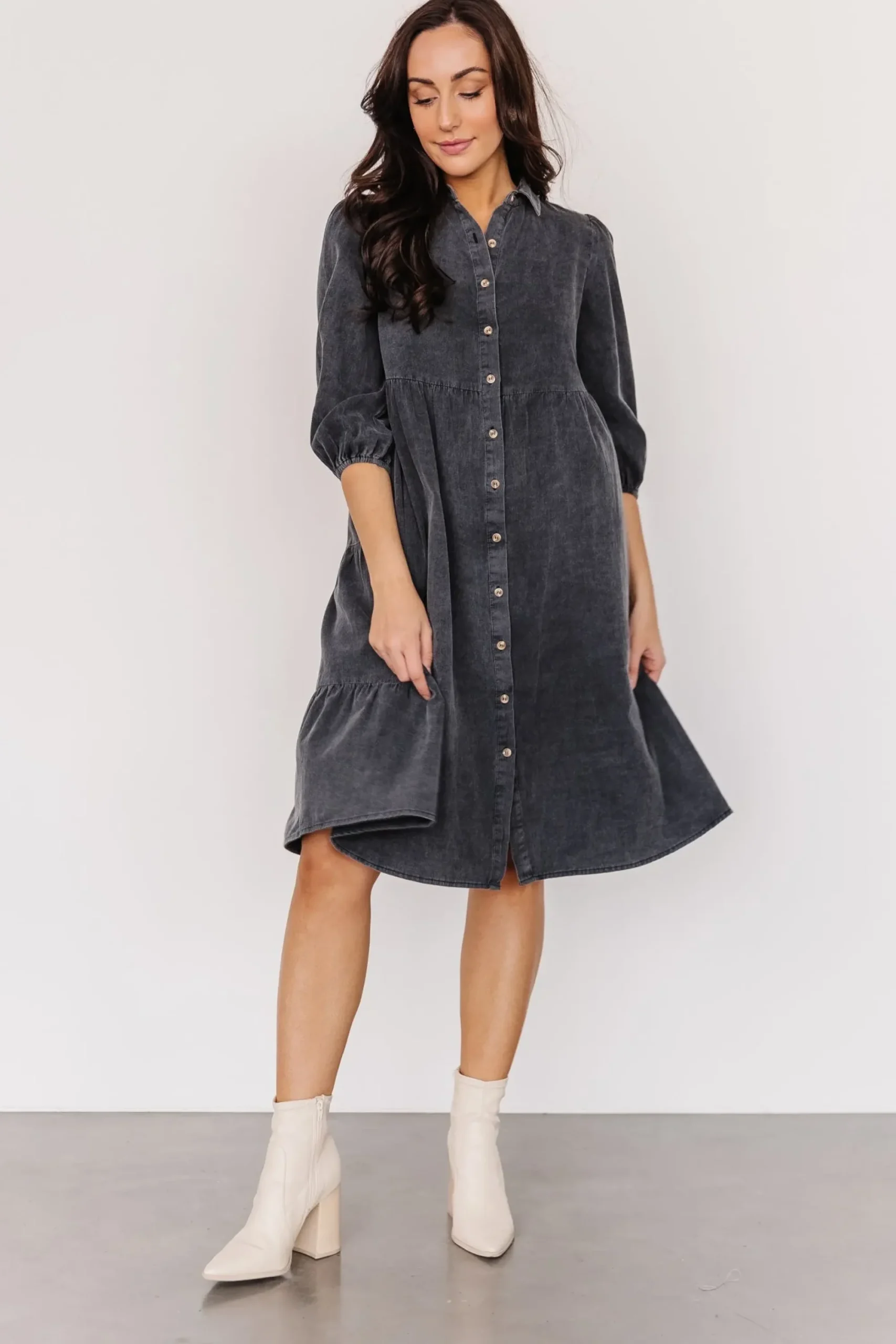 Clearance Baltic Born Sari Babydoll Dress | Washed Black