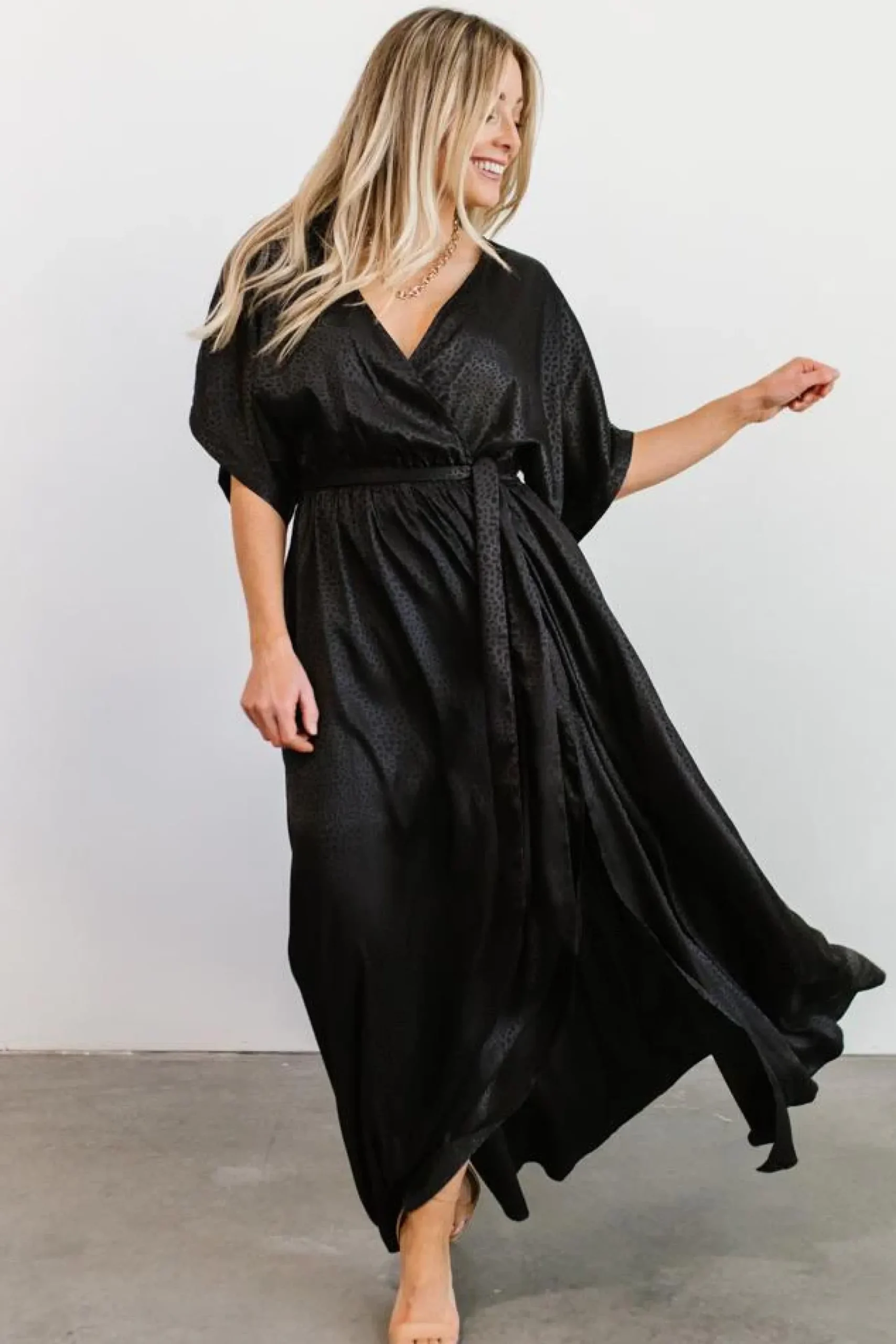 New Baltic Born Savannah Print Kimono Maxi | Black