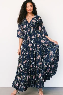 Hot Baltic Born Sawyer Tiered Maxi Dress | Navy + Pink
