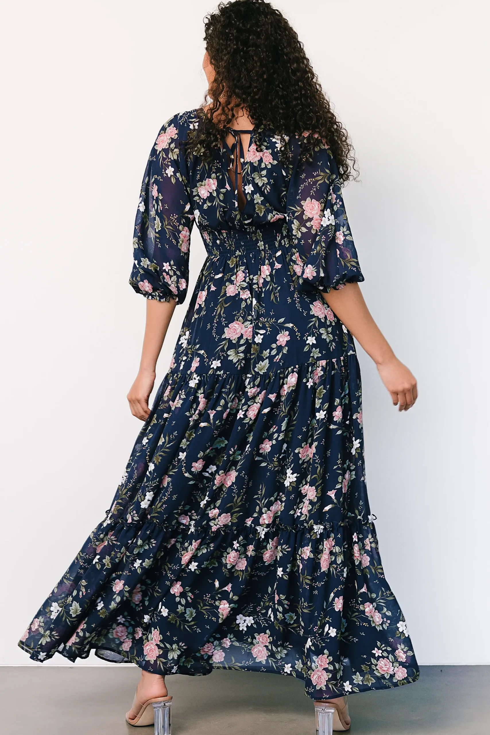 Hot Baltic Born Sawyer Tiered Maxi Dress | Navy + Pink