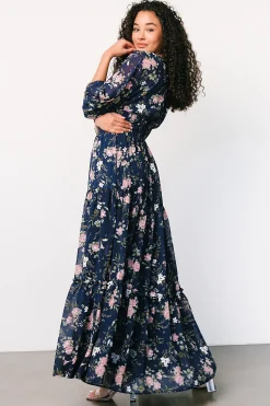 Hot Baltic Born Sawyer Tiered Maxi Dress | Navy + Pink