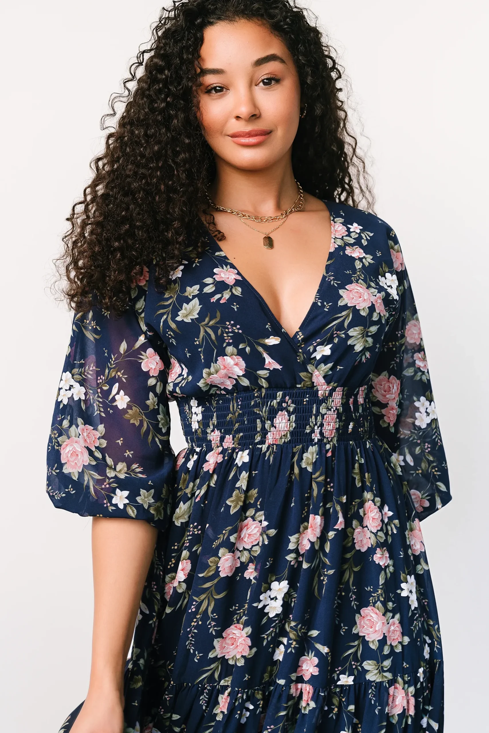 Hot Baltic Born Sawyer Tiered Maxi Dress | Navy + Pink