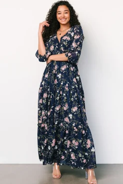 Hot Baltic Born Sawyer Tiered Maxi Dress | Navy + Pink