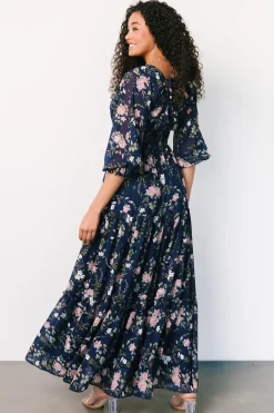 Hot Baltic Born Sawyer Tiered Maxi Dress | Navy + Pink