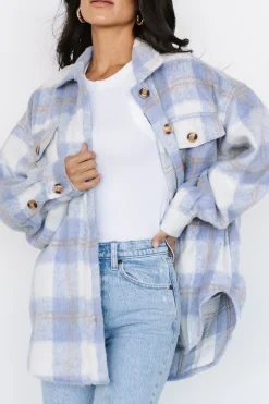 New Baltic Born Sharon Plaid Shacket | Blue + Off White