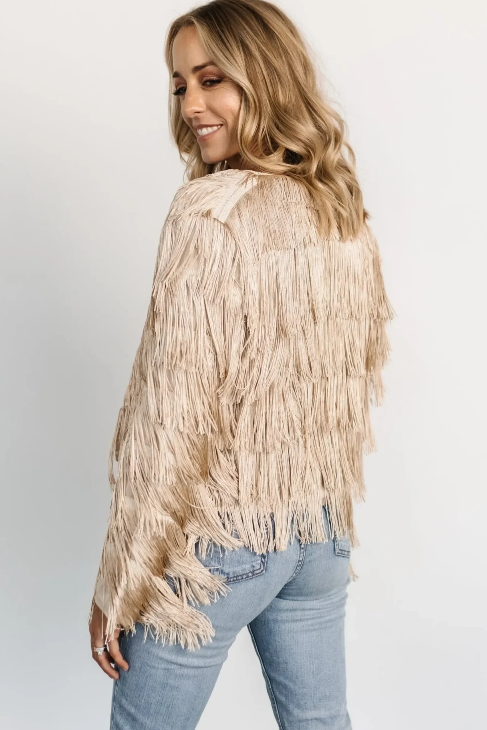 Hot Baltic Born Sheridan Fringe Jacket | Champagne