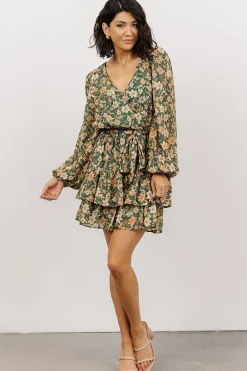 Fashion Baltic Born Shirley Ruffle Mini Dress | Green Floral