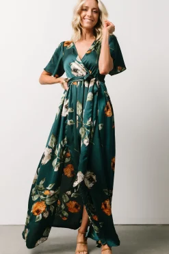 New Baltic Born Sicily Satin Maxi Dress | Deep Topaz Floral