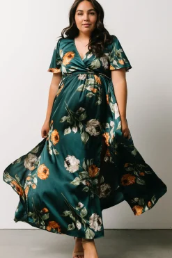New Baltic Born Sicily Satin Maxi Dress | Deep Topaz Floral
