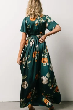 New Baltic Born Sicily Satin Maxi Dress | Deep Topaz Floral