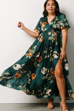 New Baltic Born Sicily Satin Maxi Dress | Deep Topaz Floral