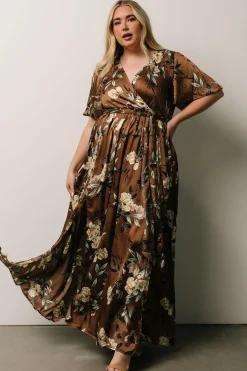 Outlet Baltic Born Sicily Satin Maxi Dress | Mocha Floral