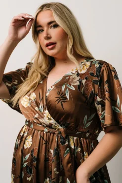 Outlet Baltic Born Sicily Satin Maxi Dress | Mocha Floral