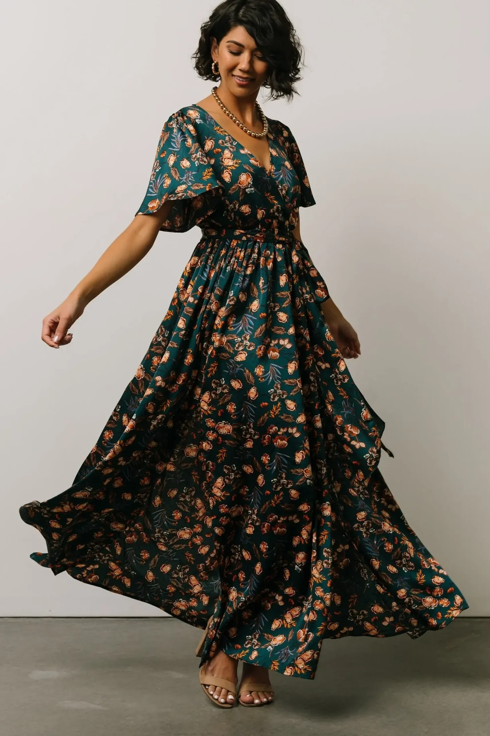 Fashion Baltic Born Sicily Satin Maxi Dress | Jade Multi Print