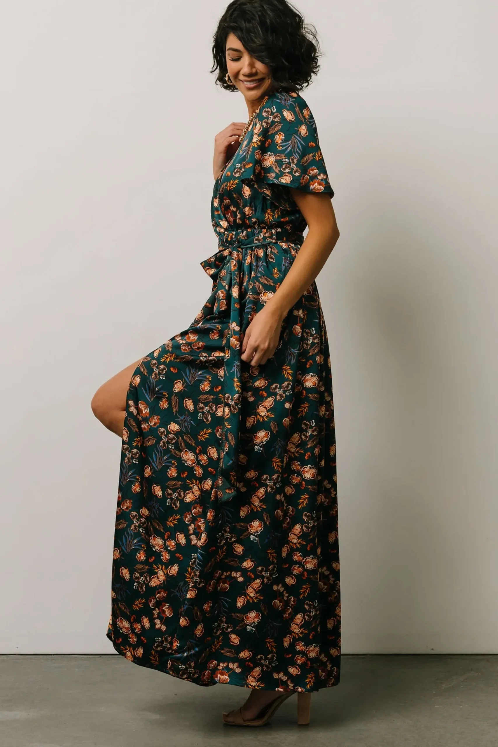 Fashion Baltic Born Sicily Satin Maxi Dress | Jade Multi Print