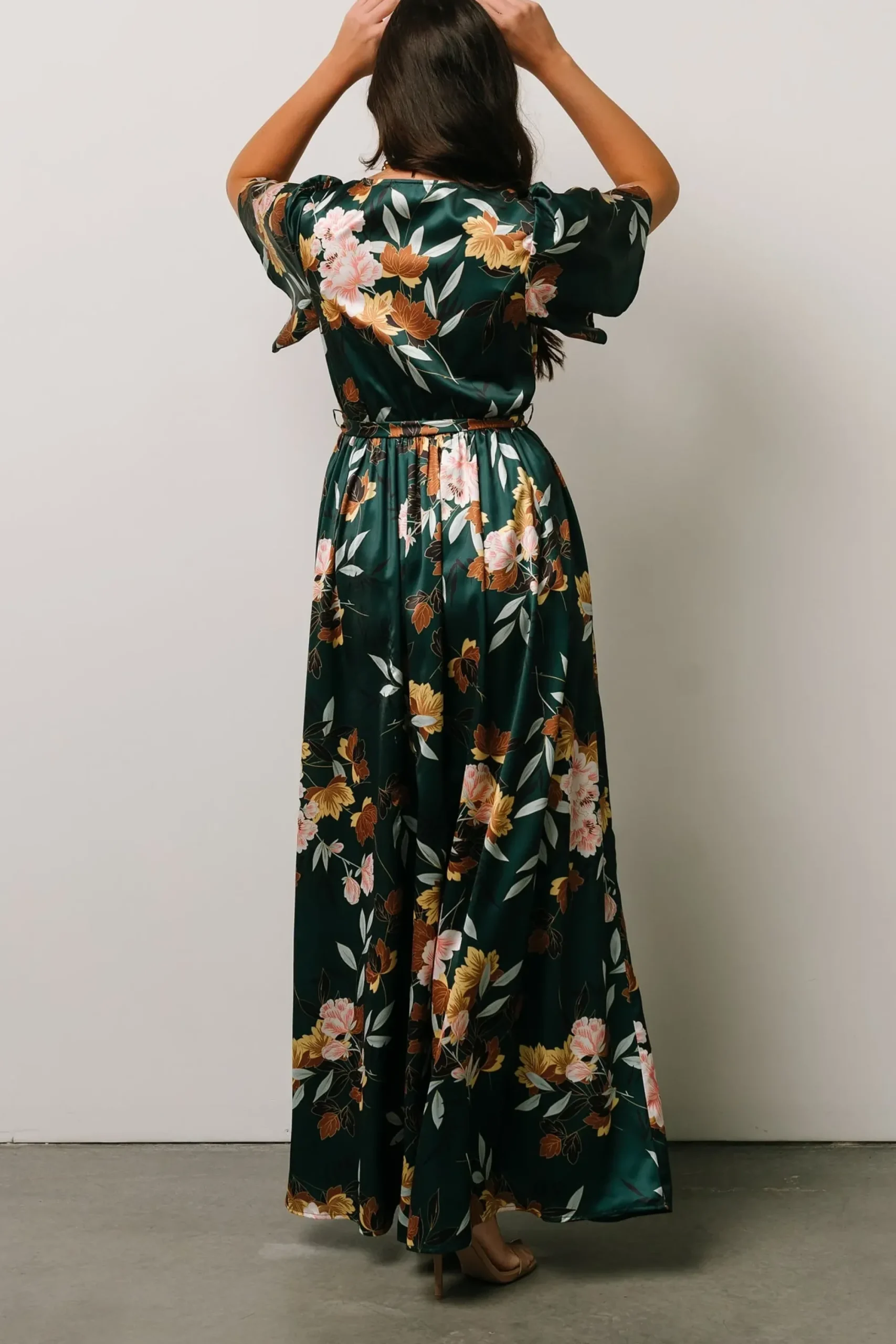 Outlet Baltic Born Sicily Satin Maxi Dress | Dark Green Floral