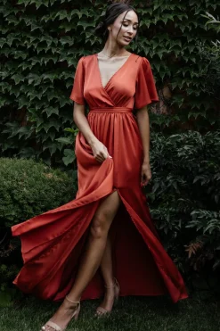 Online Baltic Born Sicily Satin Maxi Dress | Rust