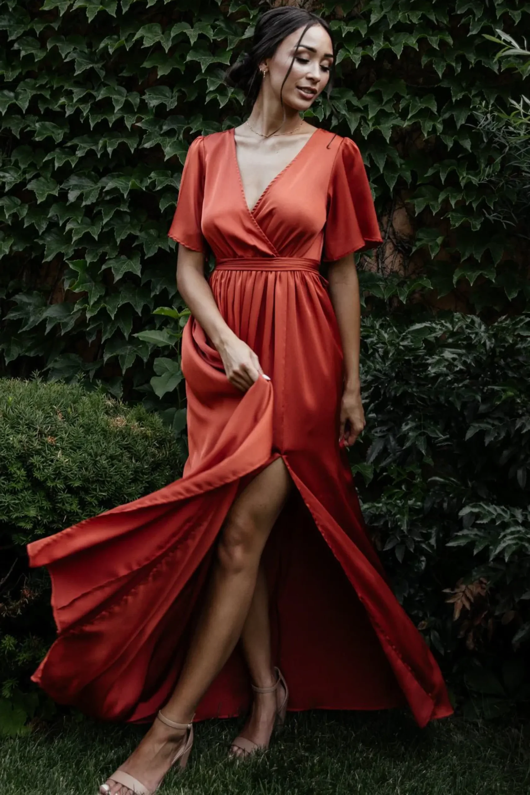 Online Baltic Born Sicily Satin Maxi Dress | Rust