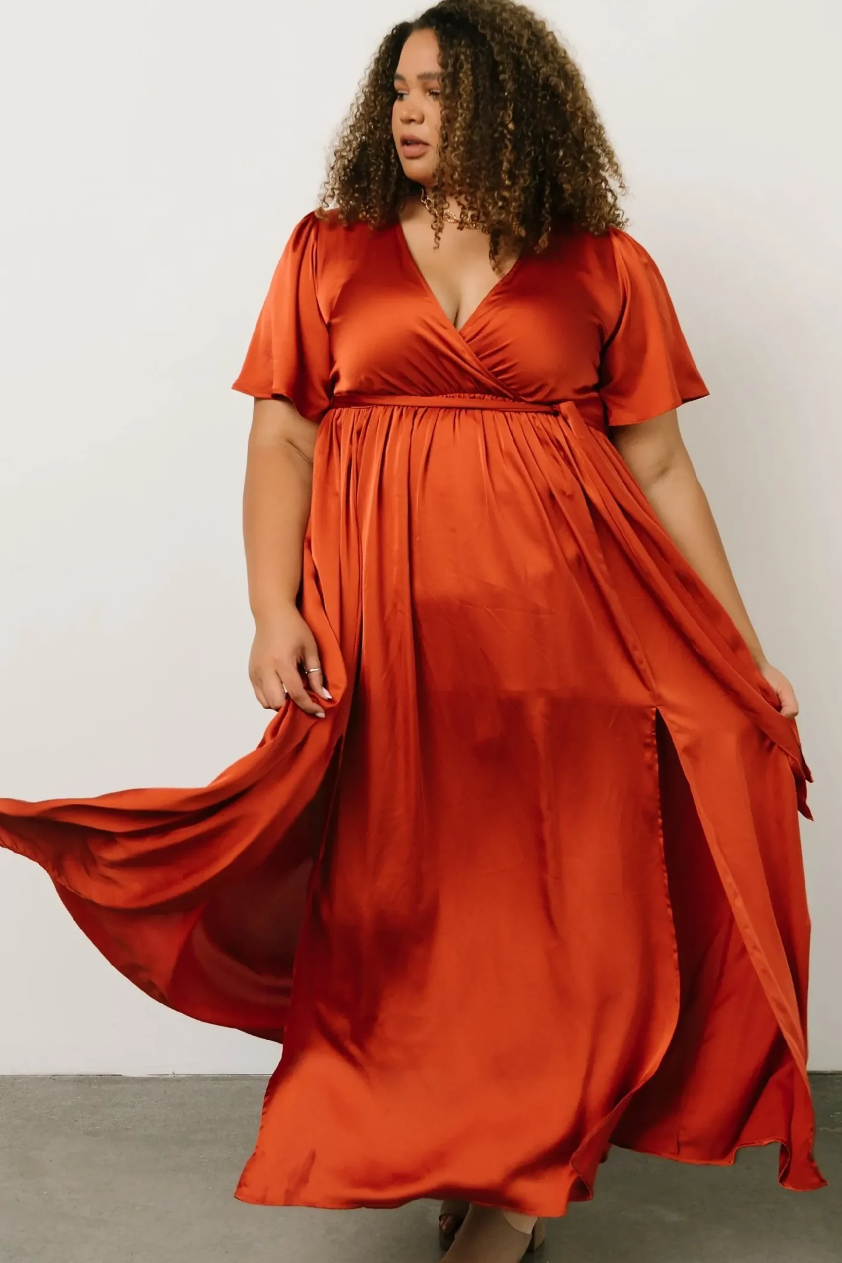 Online Baltic Born Sicily Satin Maxi Dress | Rust