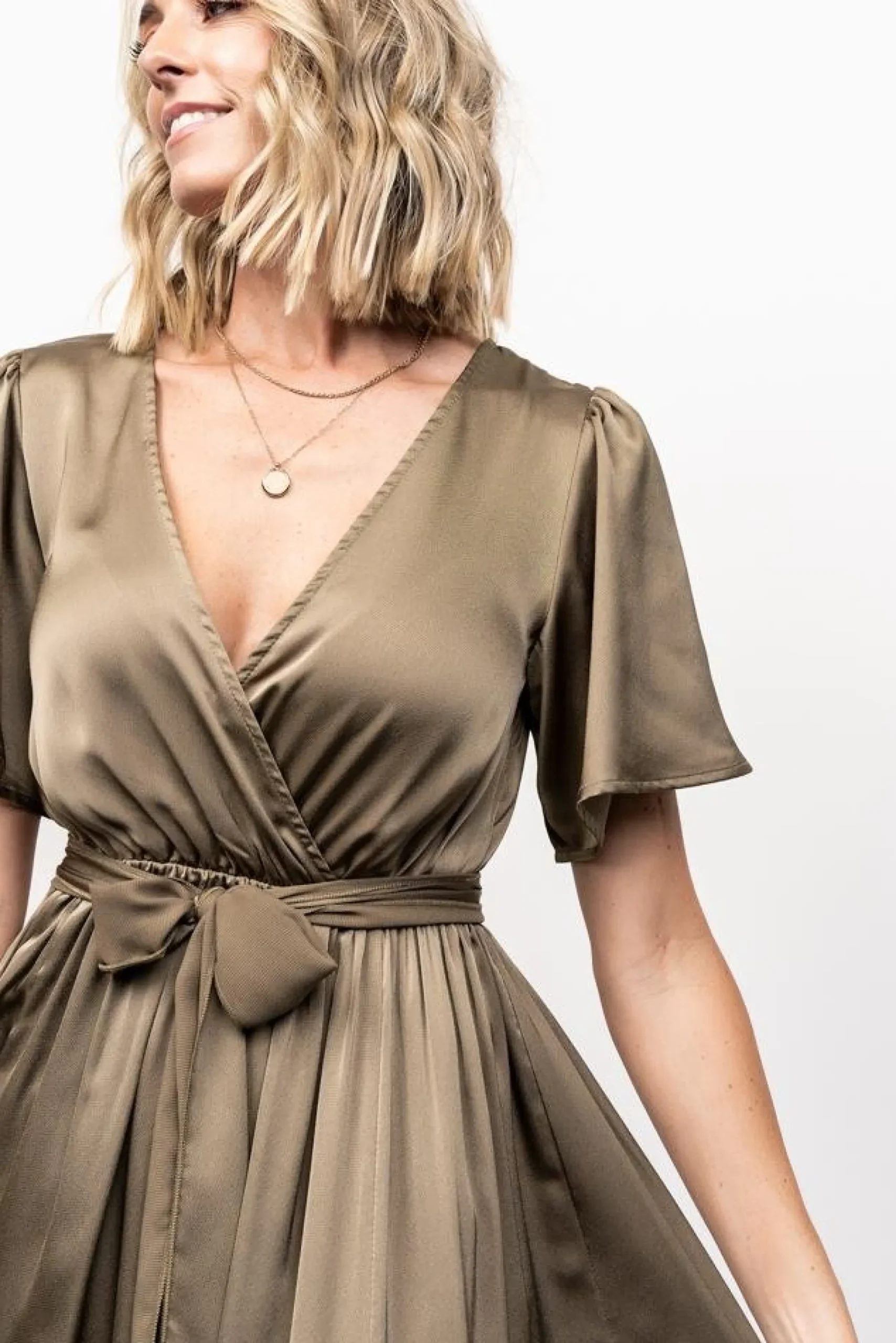 Best Baltic Born Sicily Satin Maxi Dress | Olive