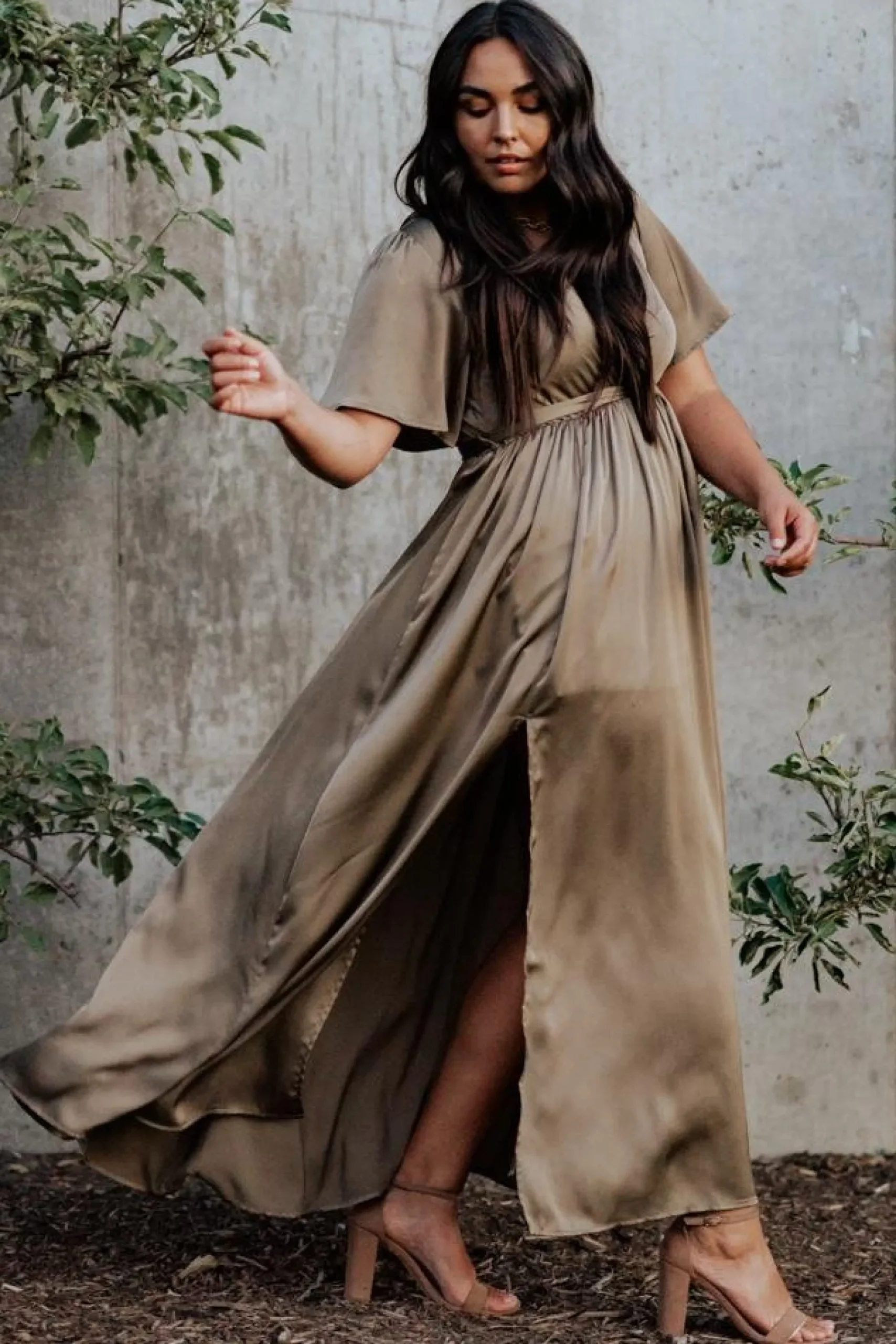 Best Baltic Born Sicily Satin Maxi Dress | Olive