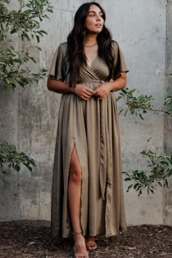 Best Baltic Born Sicily Satin Maxi Dress | Olive