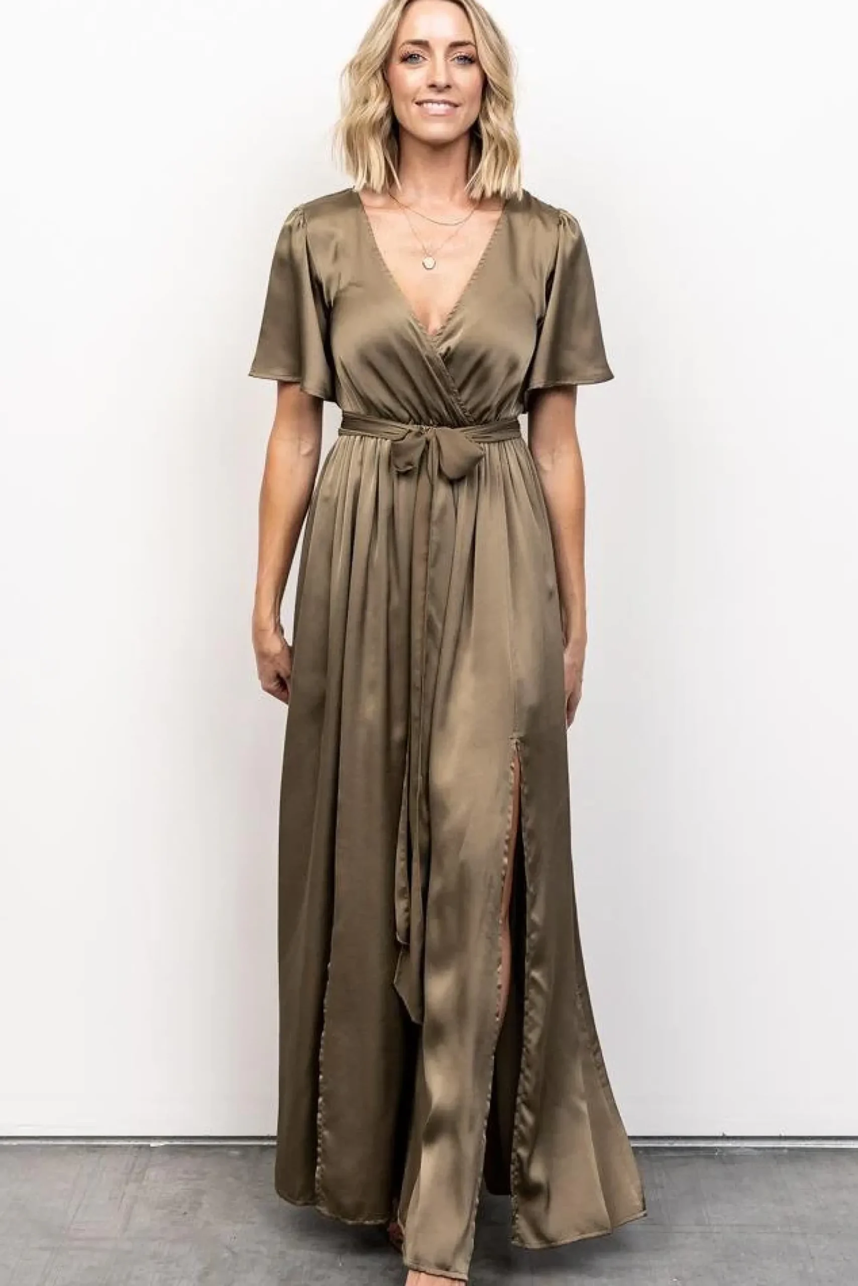 Best Baltic Born Sicily Satin Maxi Dress | Olive