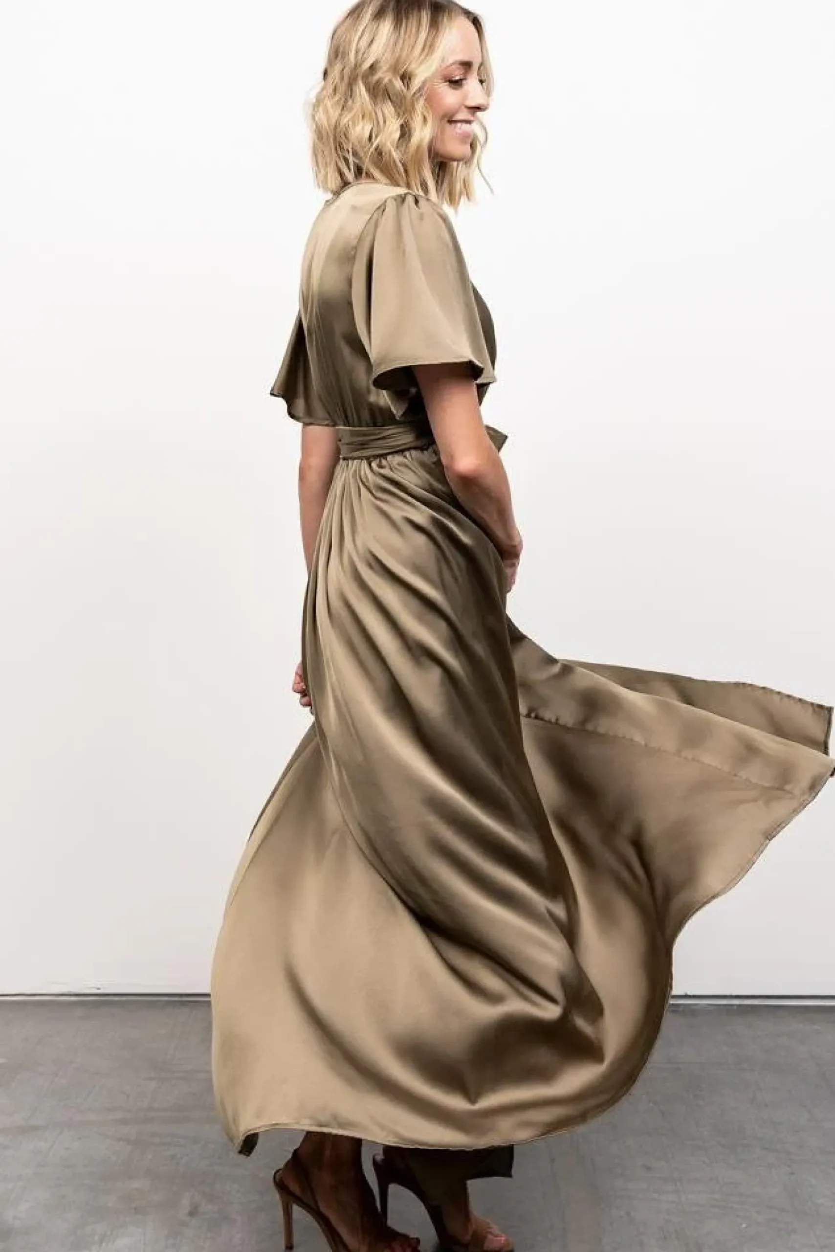 Best Baltic Born Sicily Satin Maxi Dress | Olive