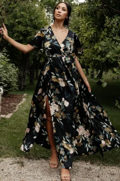 Online Baltic Born Sicily Satin Maxi Dress | Black Floral